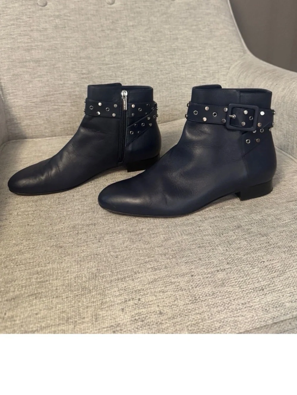 Jimmy Choo Navy Blue Ankle Boots Booties Women's